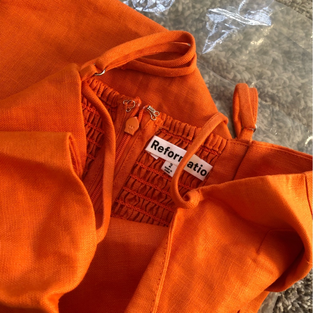 Reformation Frankie Linen Dress - Citrus - Picture 6 of 7